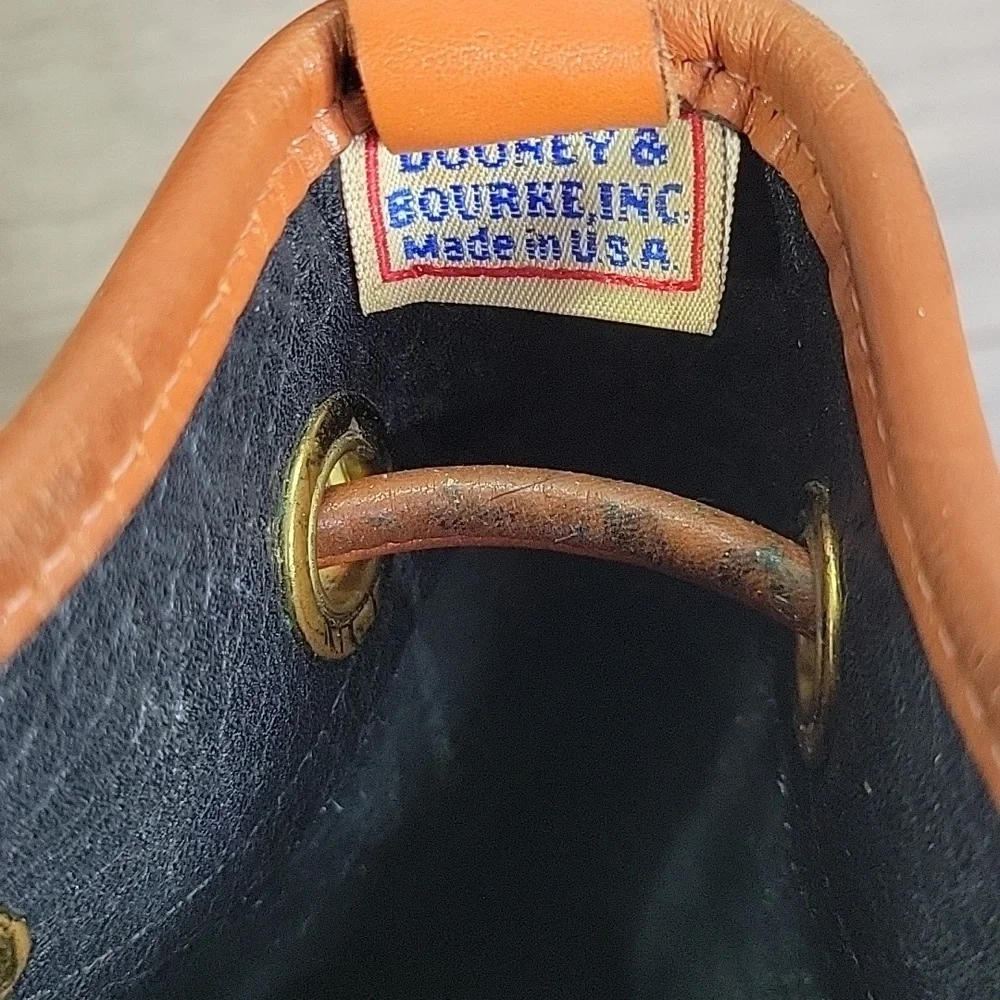 Vintage Dooney & Bourke Black and Tan Pebble  Leather Drawstring Bag